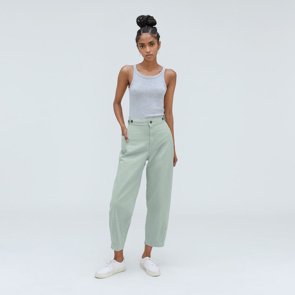 The Fatigue Barrel Pant in Sea Glass — detail view