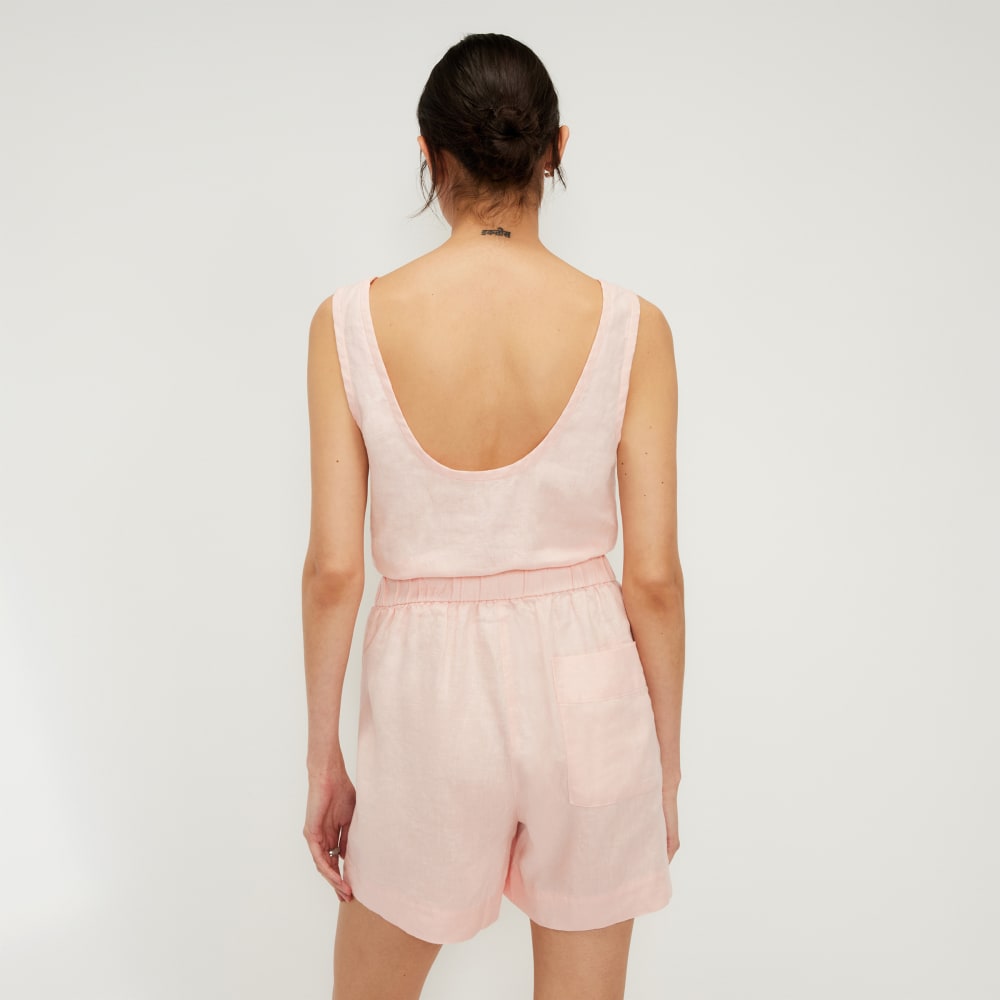 The Scoop Tank in Linen in Petal Pink — detail view