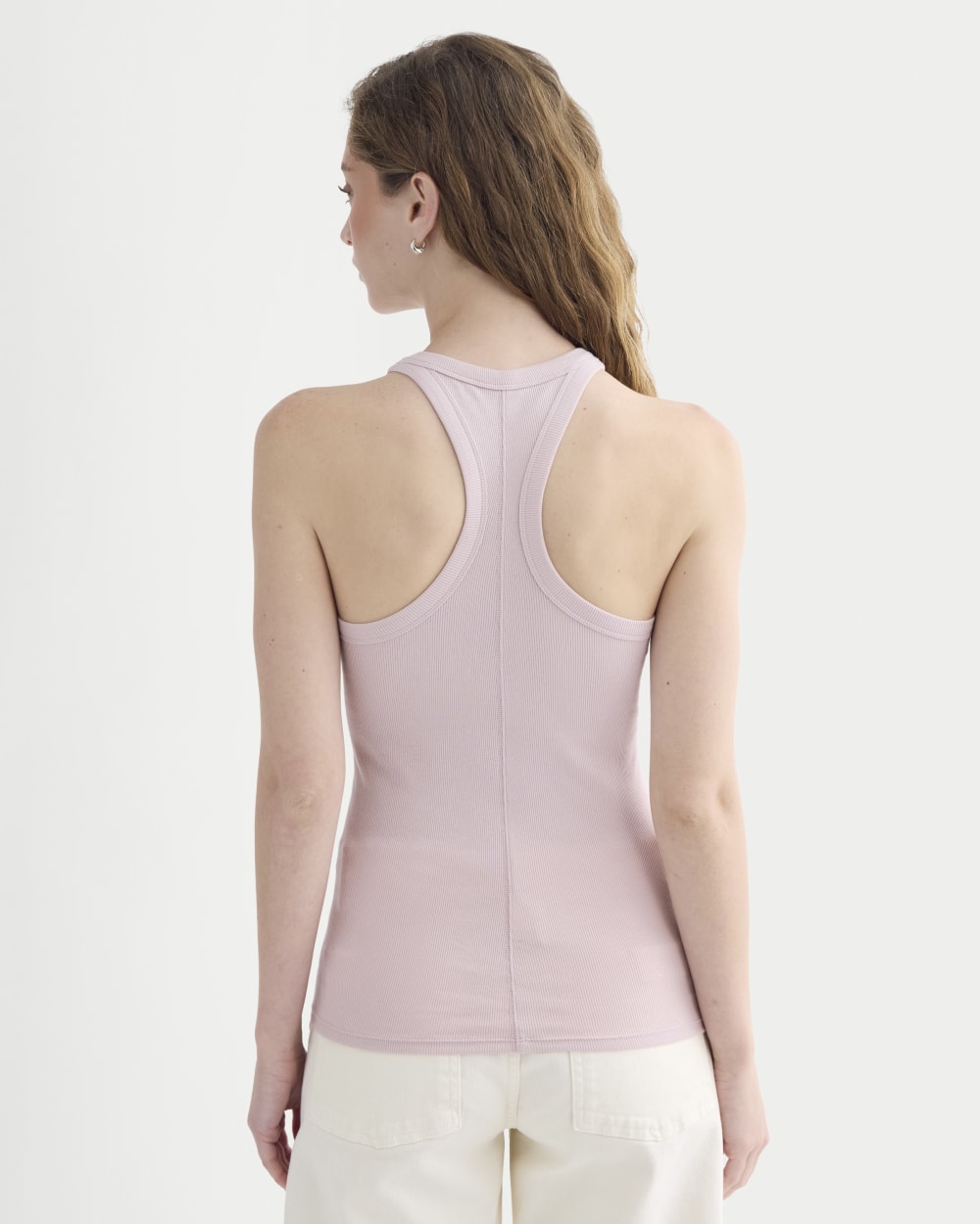 Luxe Rib Racerback Tank in Burnished Lilac — detail view