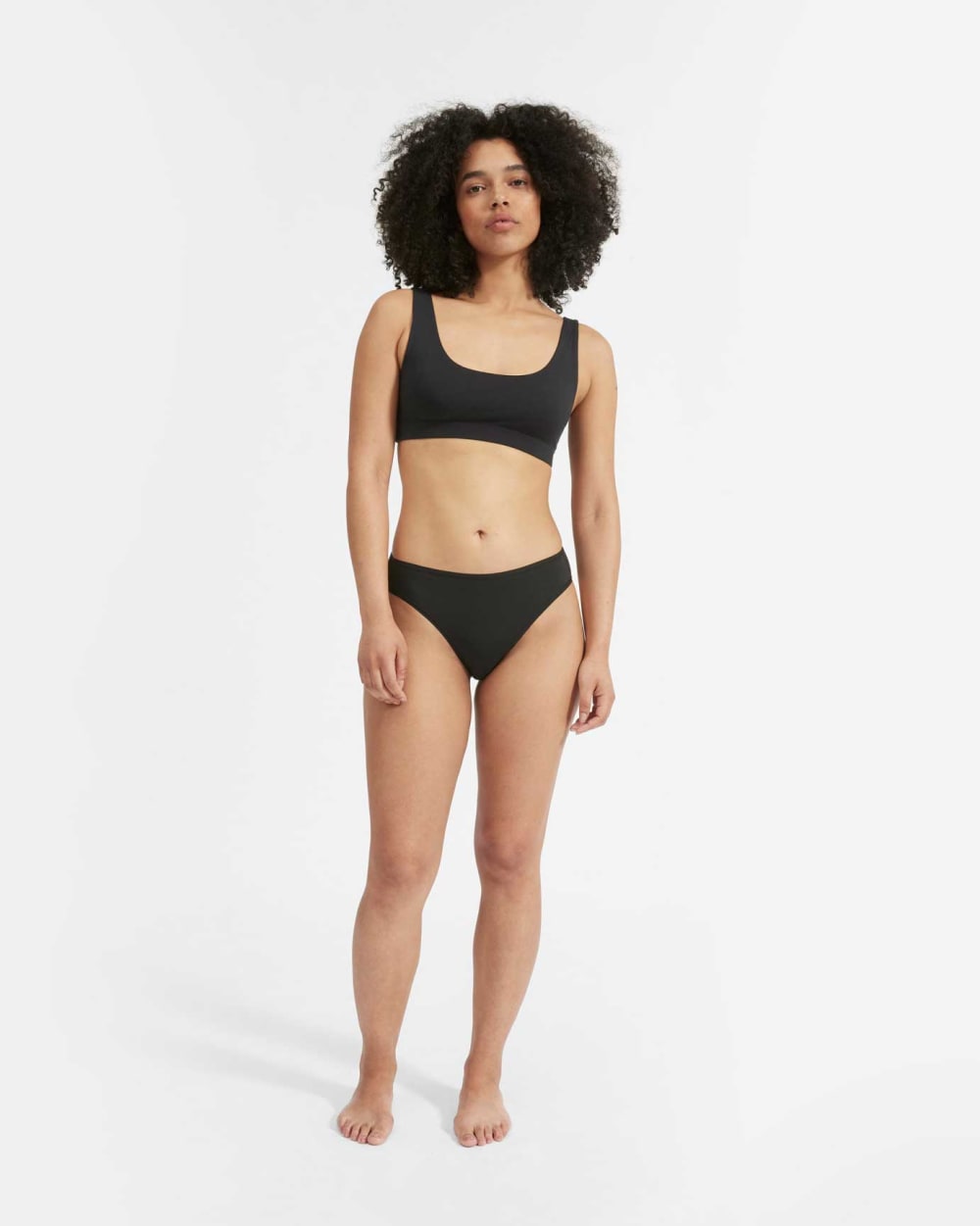 The Cotton High-Rise Bikini in Black — detail view
