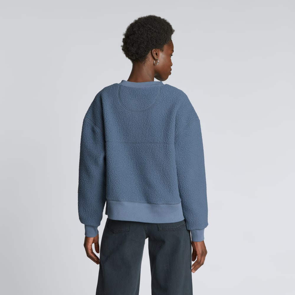 The ReNew Teddy Oversized Crew in Faded Blue — detail view