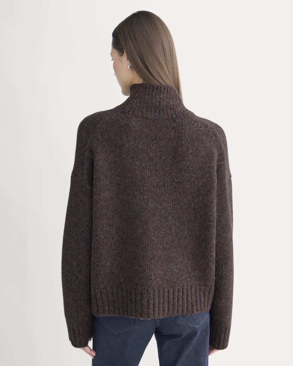 The Cloud Oversized Turtleneck in Heathered Burgundy — detail view
