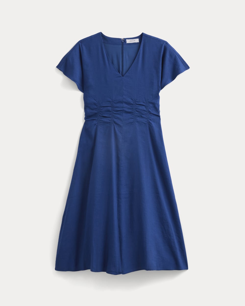 Cinched Dress in Stretch Linen in Estate Blue — alternate view