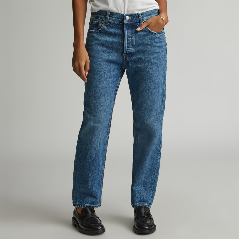 The Rigid Slouch Jean in Washed Indigo — detail view