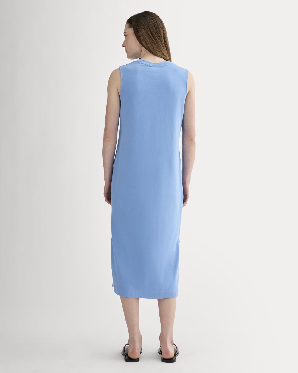 The Weekend Tank Dress in Blue Opal — detail view