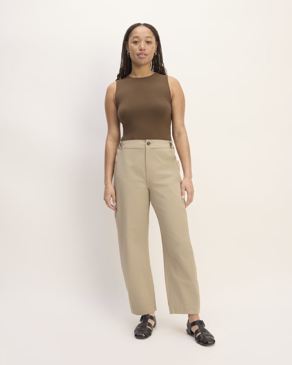 The Barrel Pant in Trench Coat Khaki — front view
