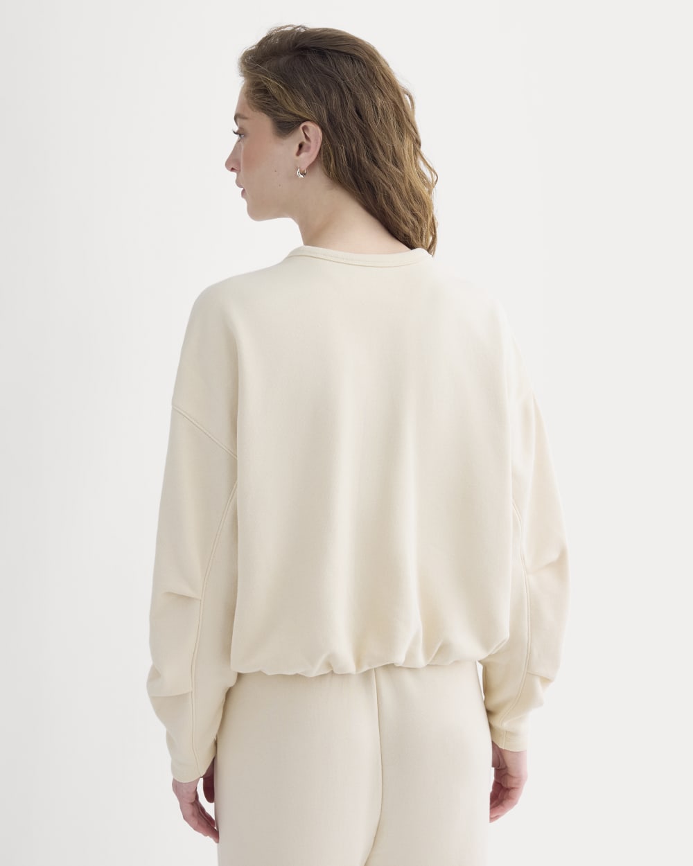Lightweight Terry Bubble Sweatshirt in Parchment — detail view