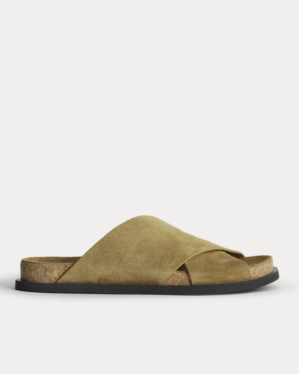The Suede Crossover Sandal in Sand — front view