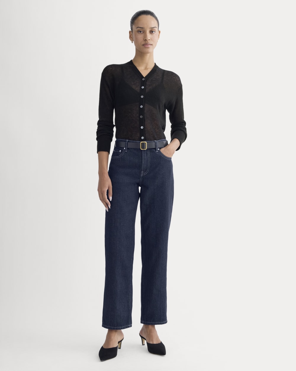 Low-Rise Straight Jean in Tungsten Rinse — front view