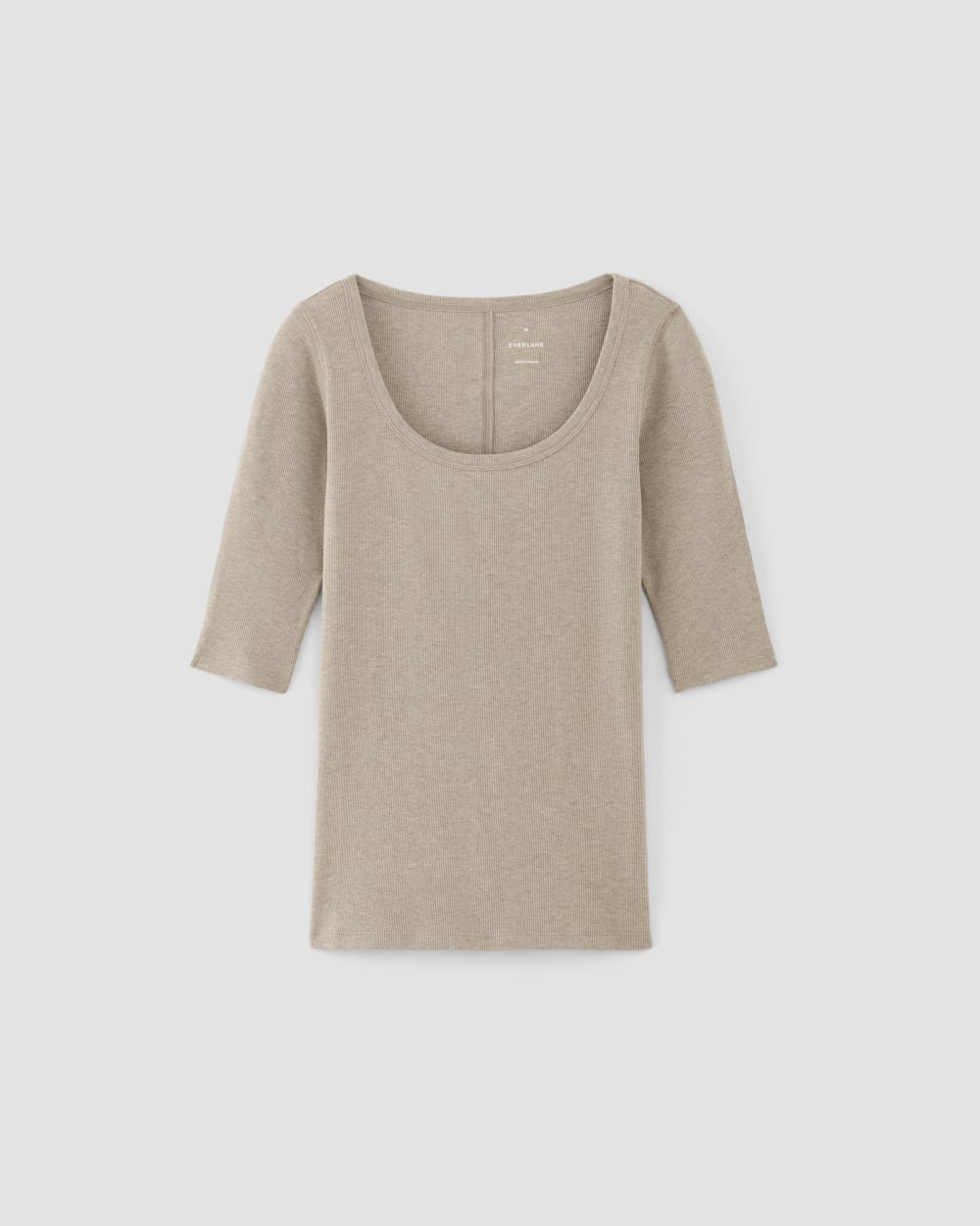 The Luxe Rib Scoop-Neck Tee in Heathered Tan — alternate view
