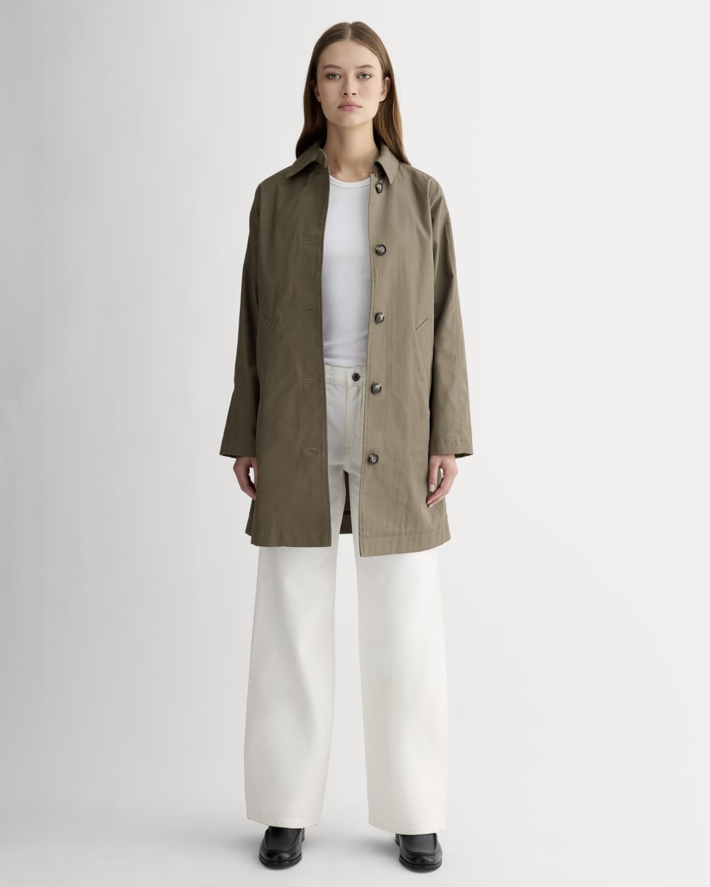 The Mac Coat in Deep Taupe — detail view