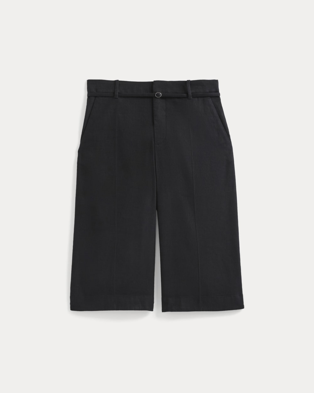 Long Tailored Short in Stretch Linen in Black — alternate view