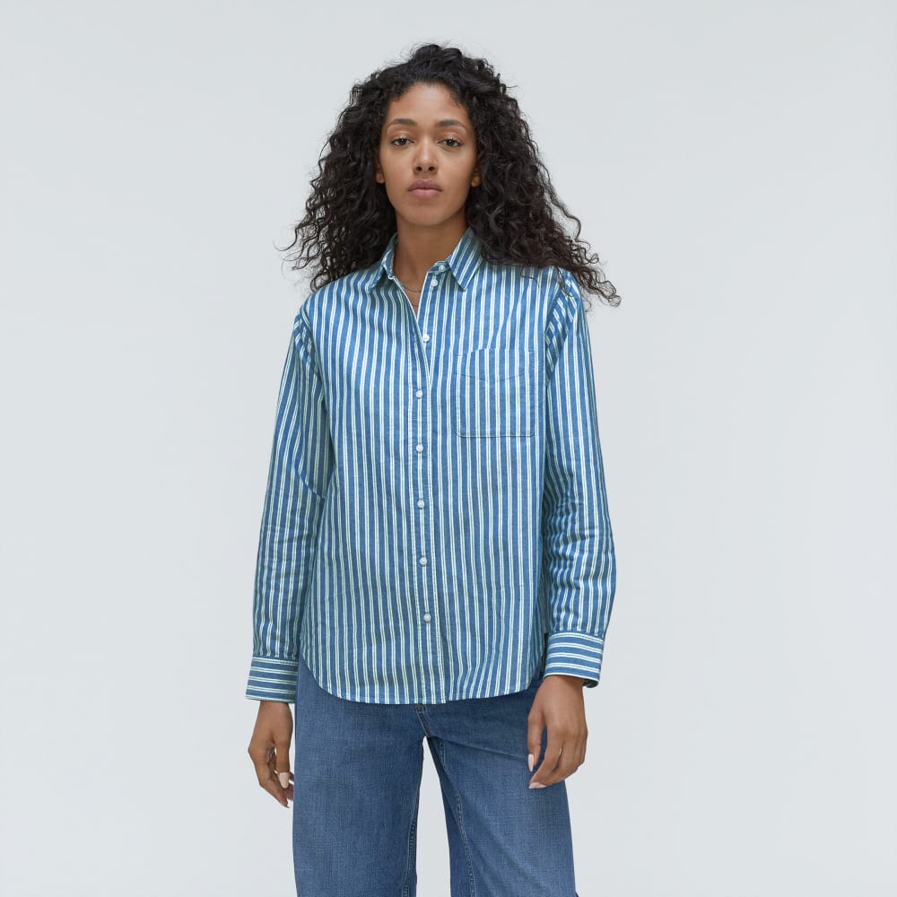 The Must-Have Oxford Shirt in Lapis Blue / Bright Jade / Optic White — front view
