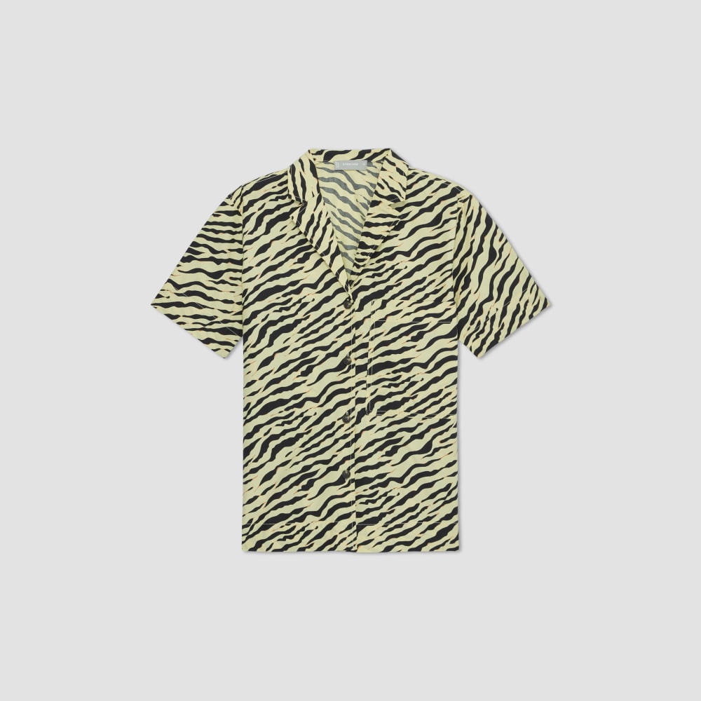 The Poplin Shirt in Pale Yellow Tiger Stripe — alternate view