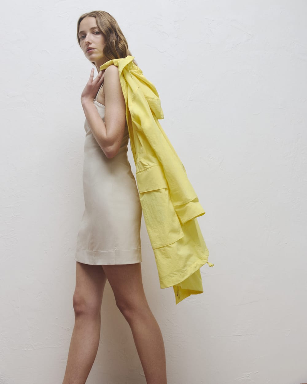 Seamed Mini Dress in Peyote — detail view