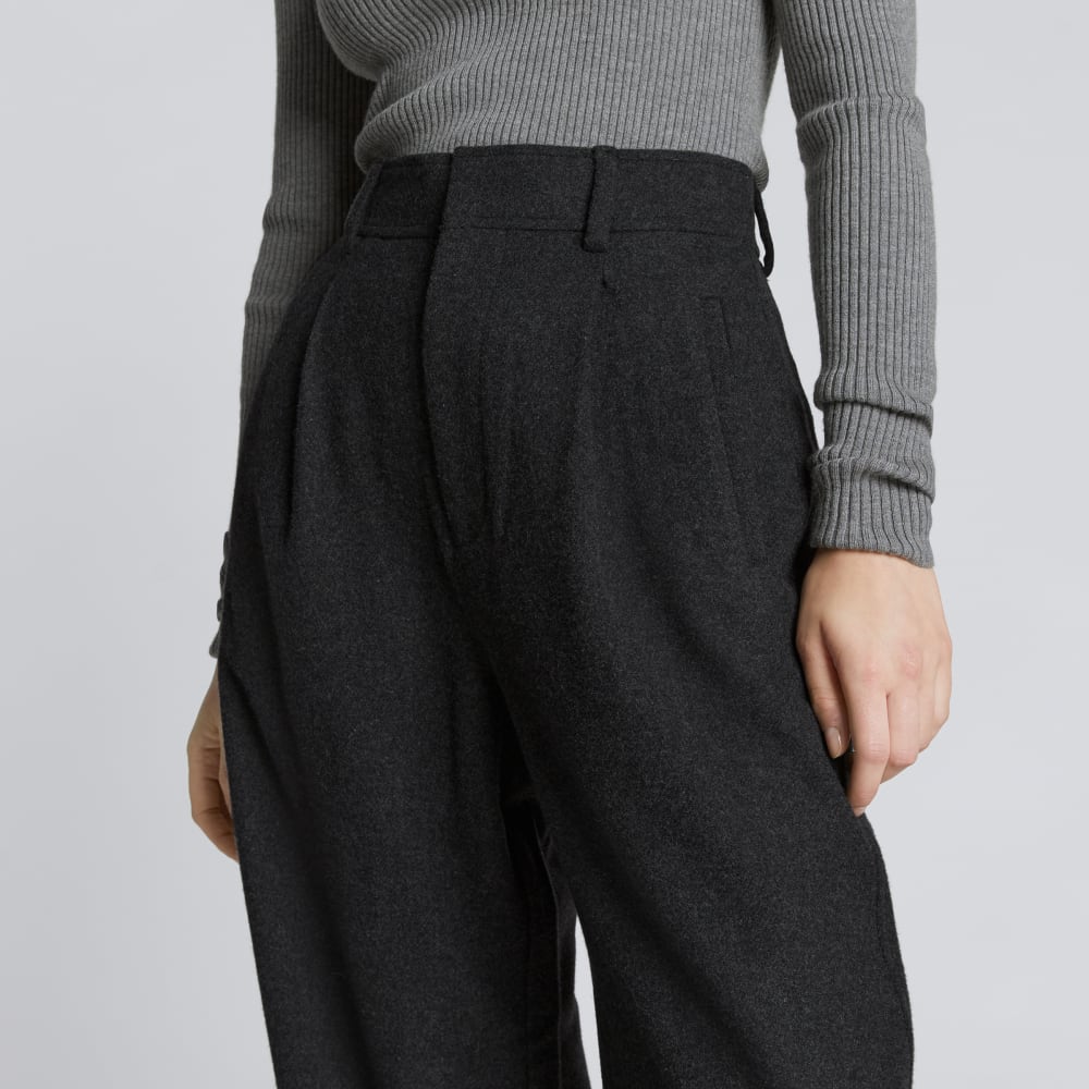 The ReWool® Way-High Drape Pant in Heathered Charcoal — detail view