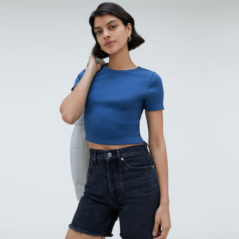 The ’90s Rib Tee in Deep Blue — detail view