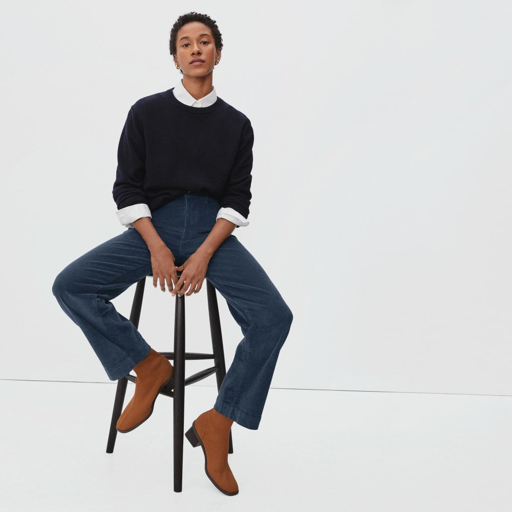 The Corduroy Wide-Leg Pant in Atlantic — detail view
