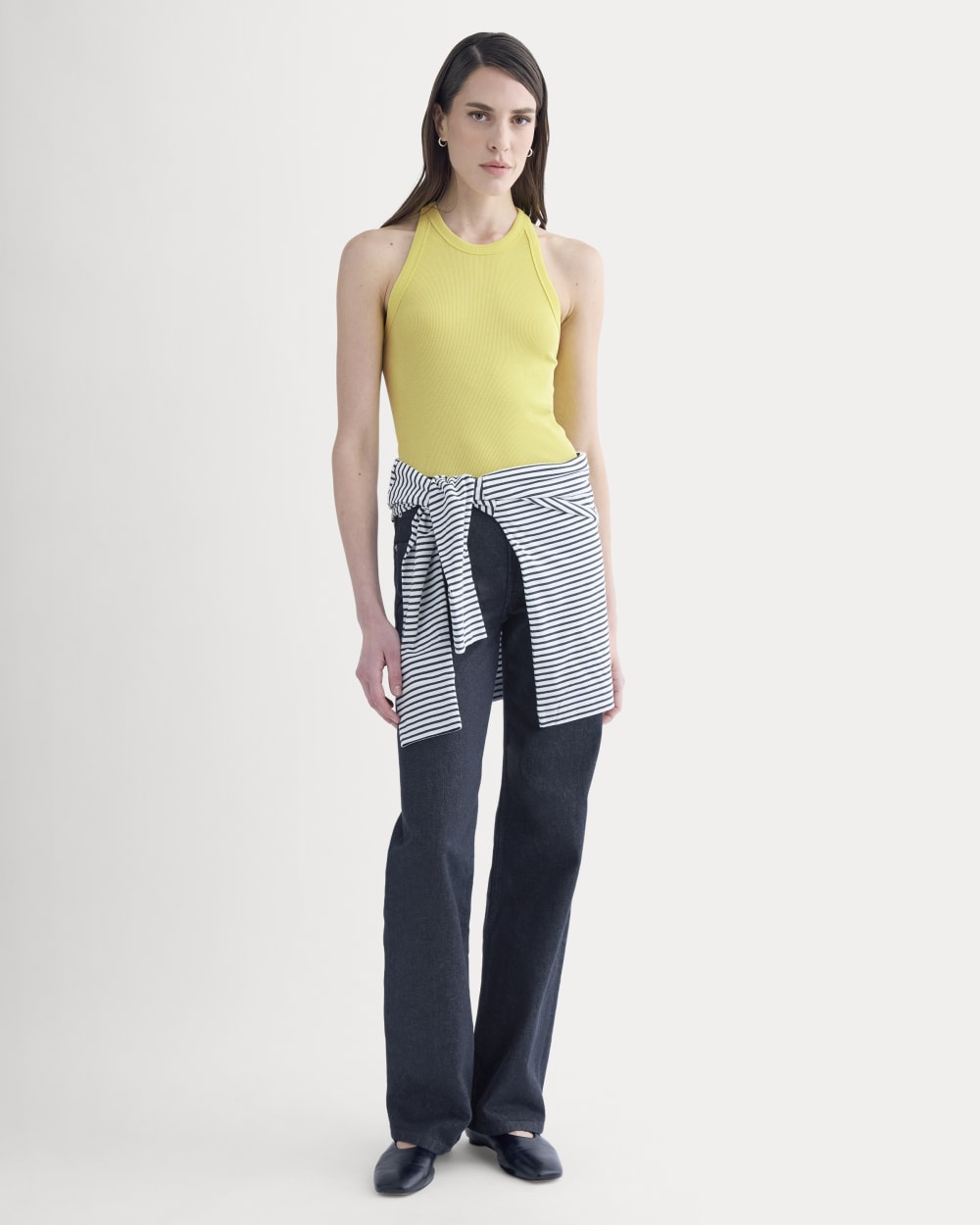 Luxe Rib Racerback Tank in Celandine — detail view