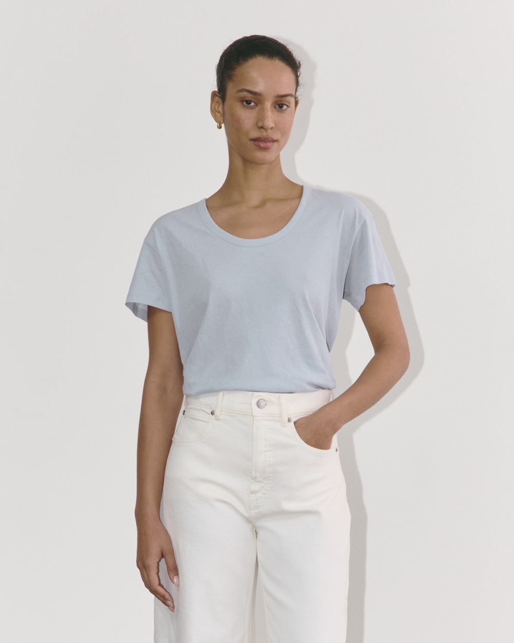 The Air Scoop-Neck Tee in Blue Slate — front view