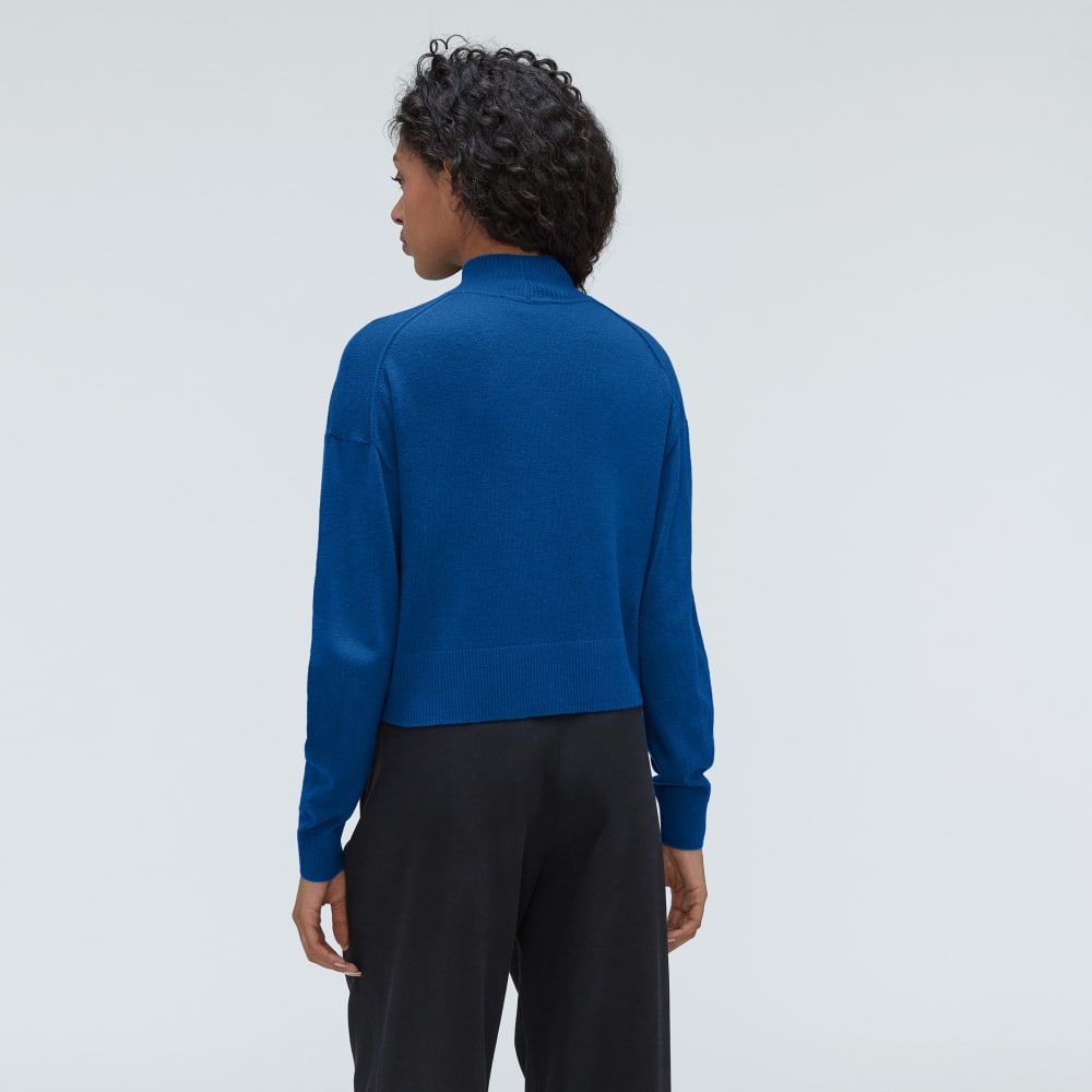 The Luxe Merino Turtleneck in Lapis Blue — detail view