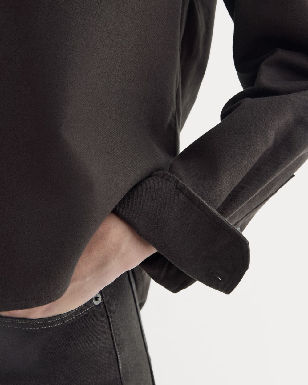 Flannel Shirt in Dark Chocolate — detail view