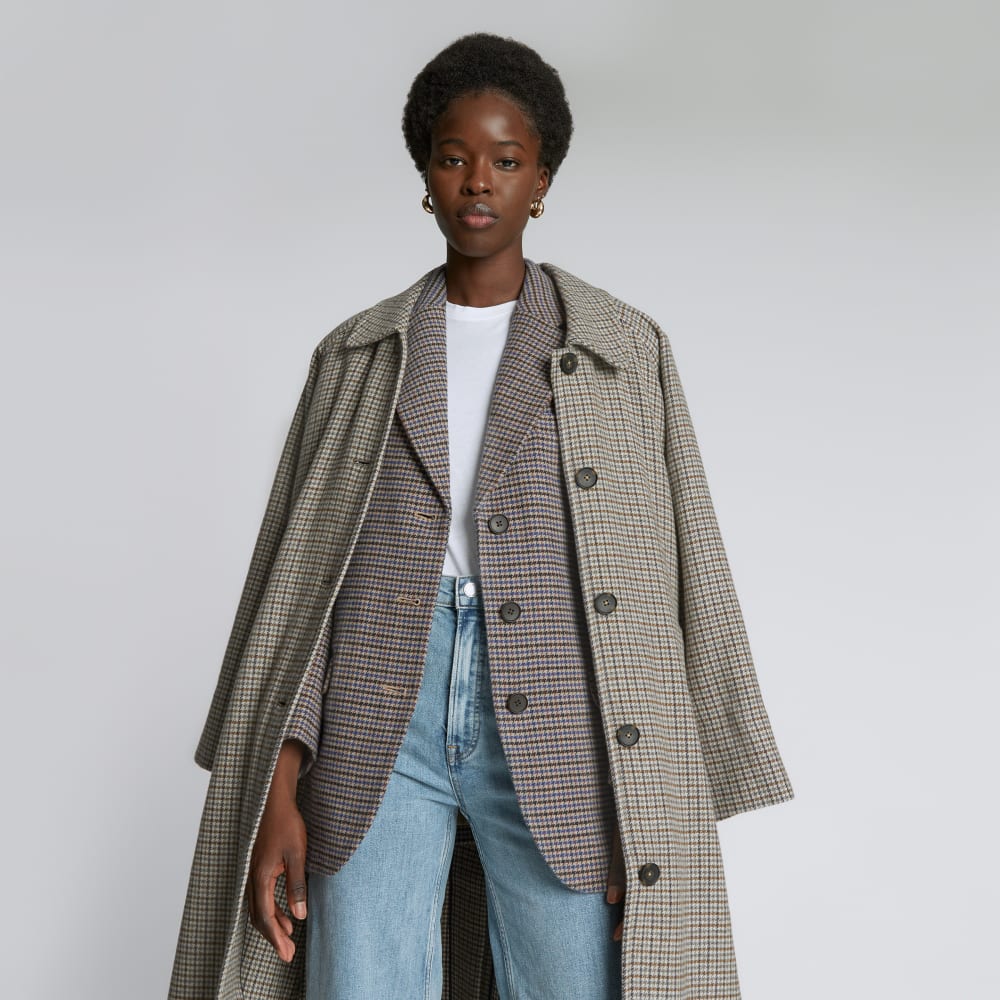 The ReWool® ’80s Blazer in Blue / Brown Houndstooth — detail view