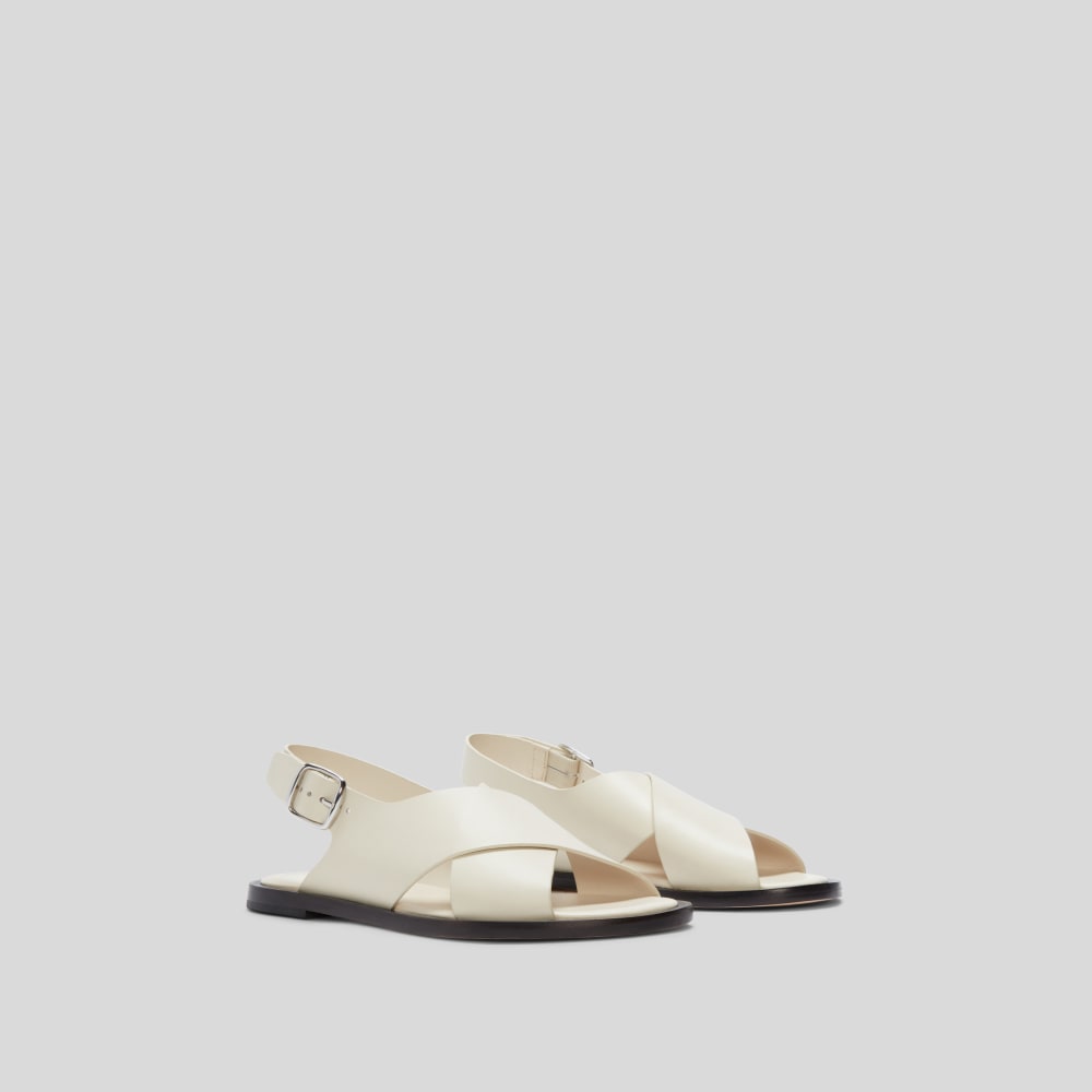 The City Crossover Sandal in Parchment — front view