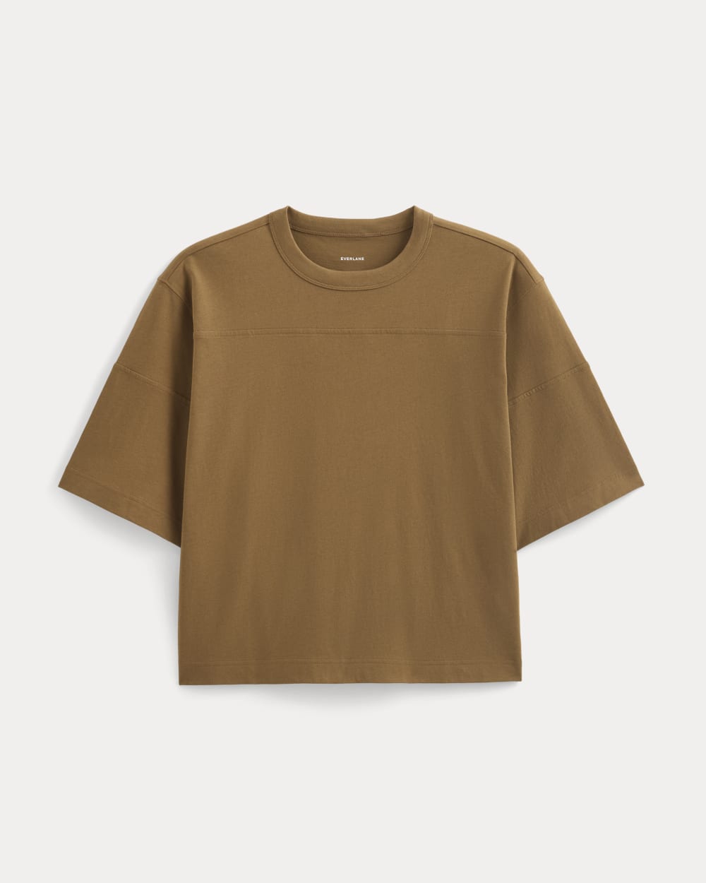 Oversized Varsity Tee in Essential Cotton in Toffee — alternate view