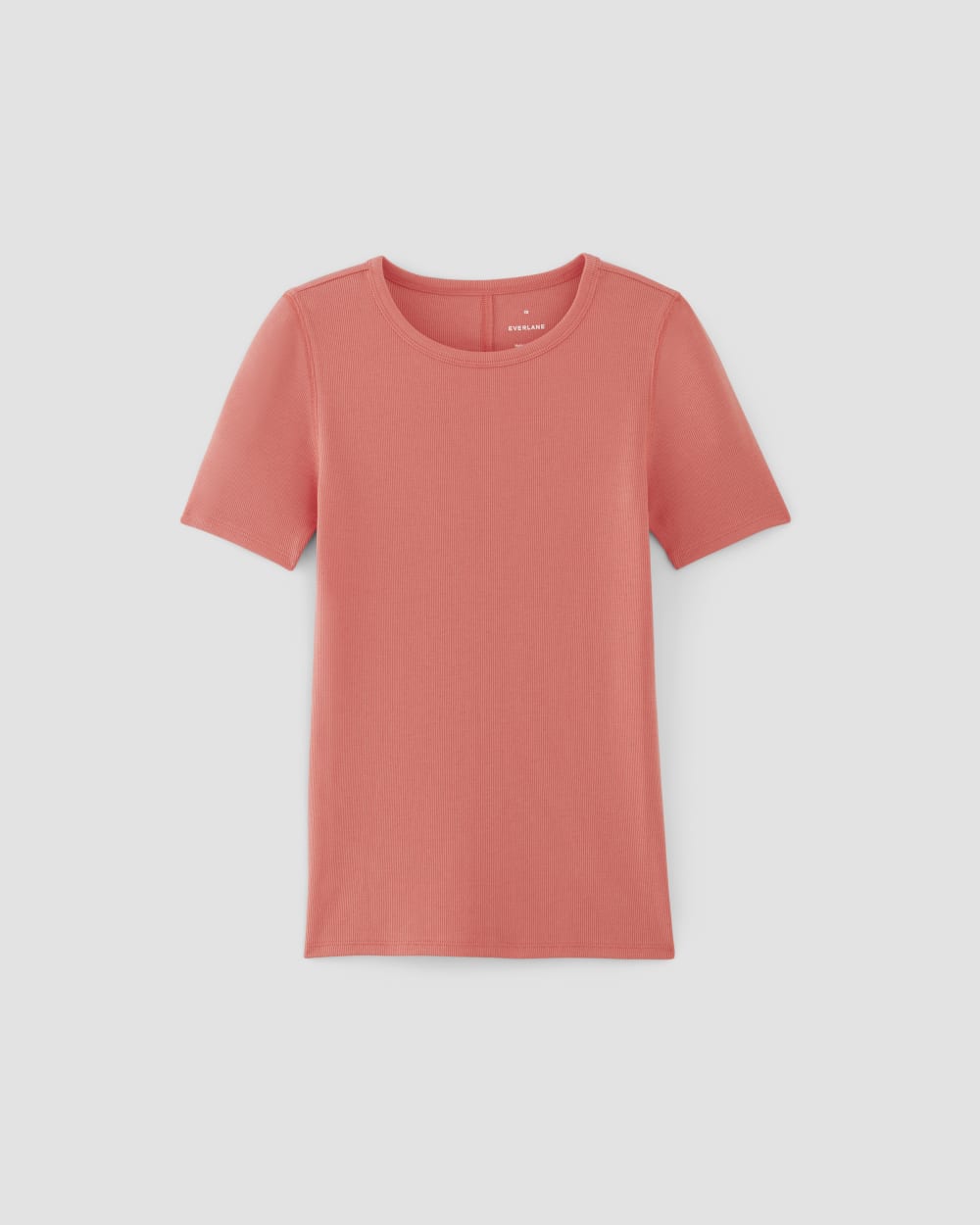 The Luxe Rib Crew in Coral — alternate view