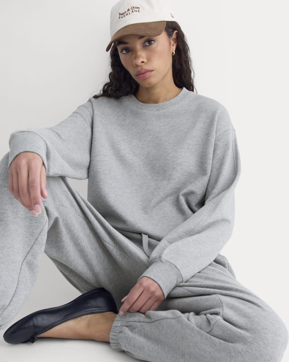 Lightweight Terry Blouson Crew in Vintage Heather Grey — detail view
