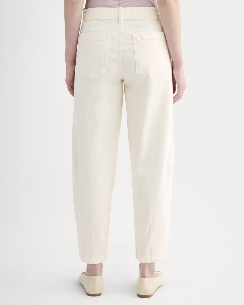 Twisted Seam Barrel Pant in Bone — detail view