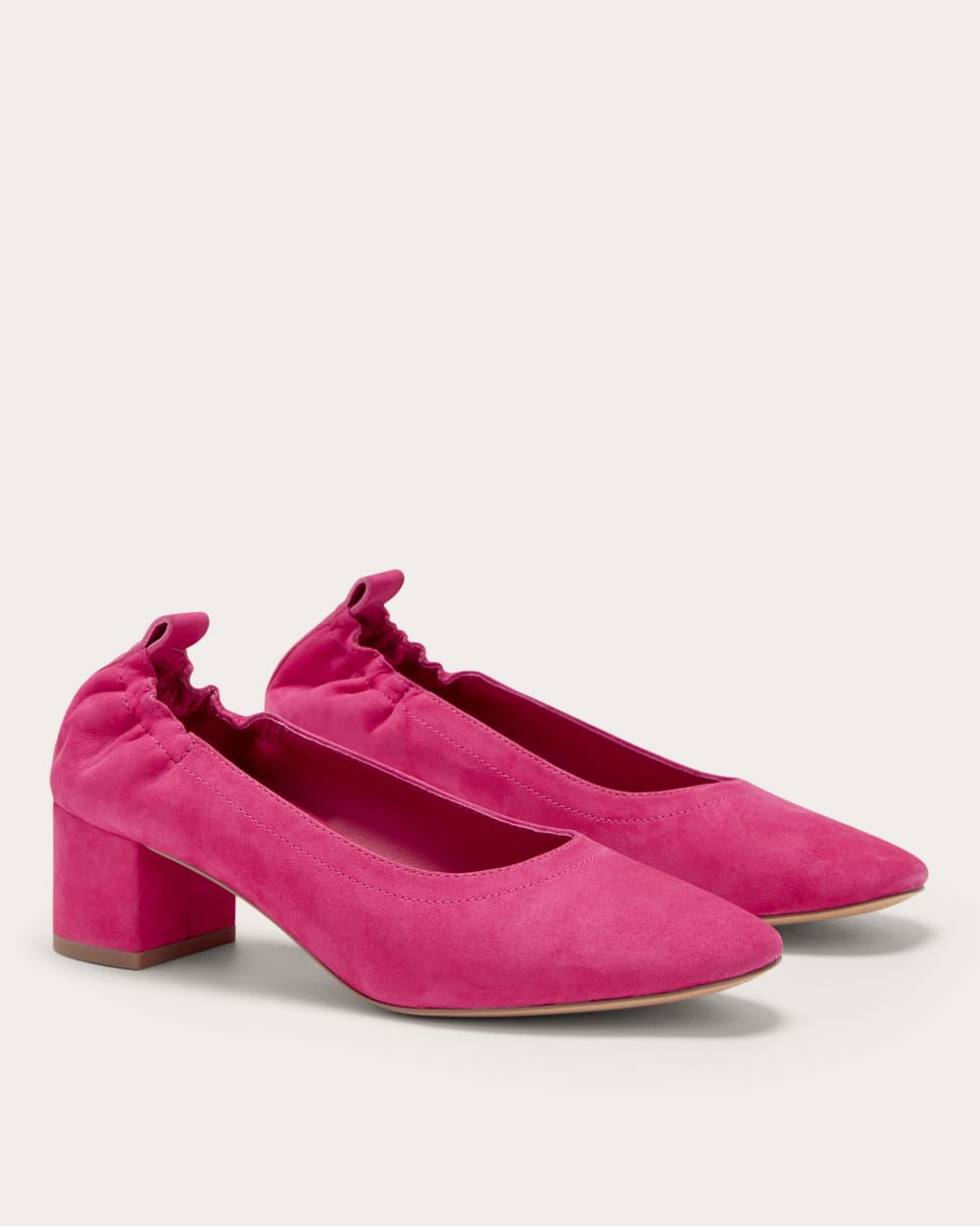 The Day Heel in Red Currant Suede — detail view