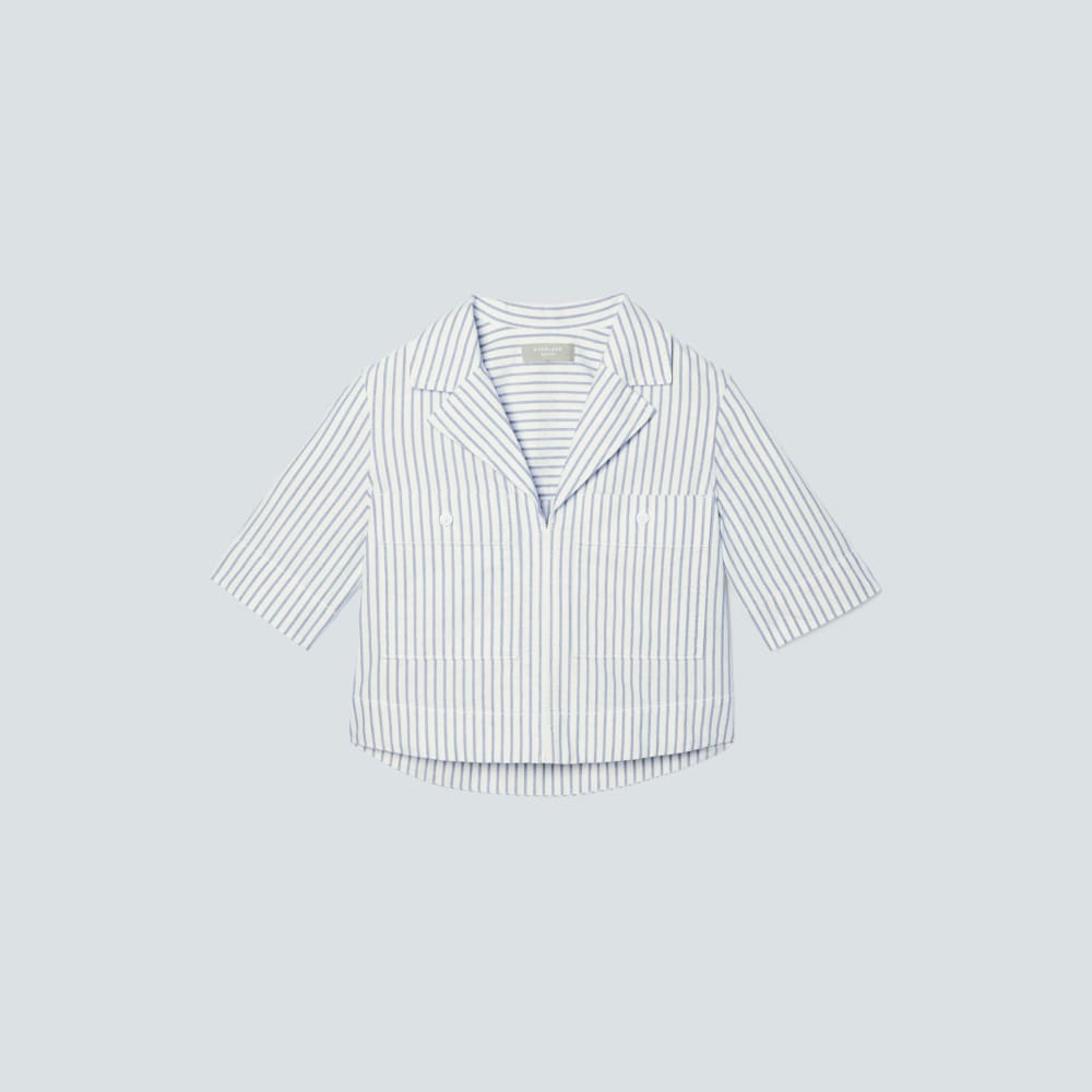 The Oxford Popover in Deep Blue / Canvas — front view