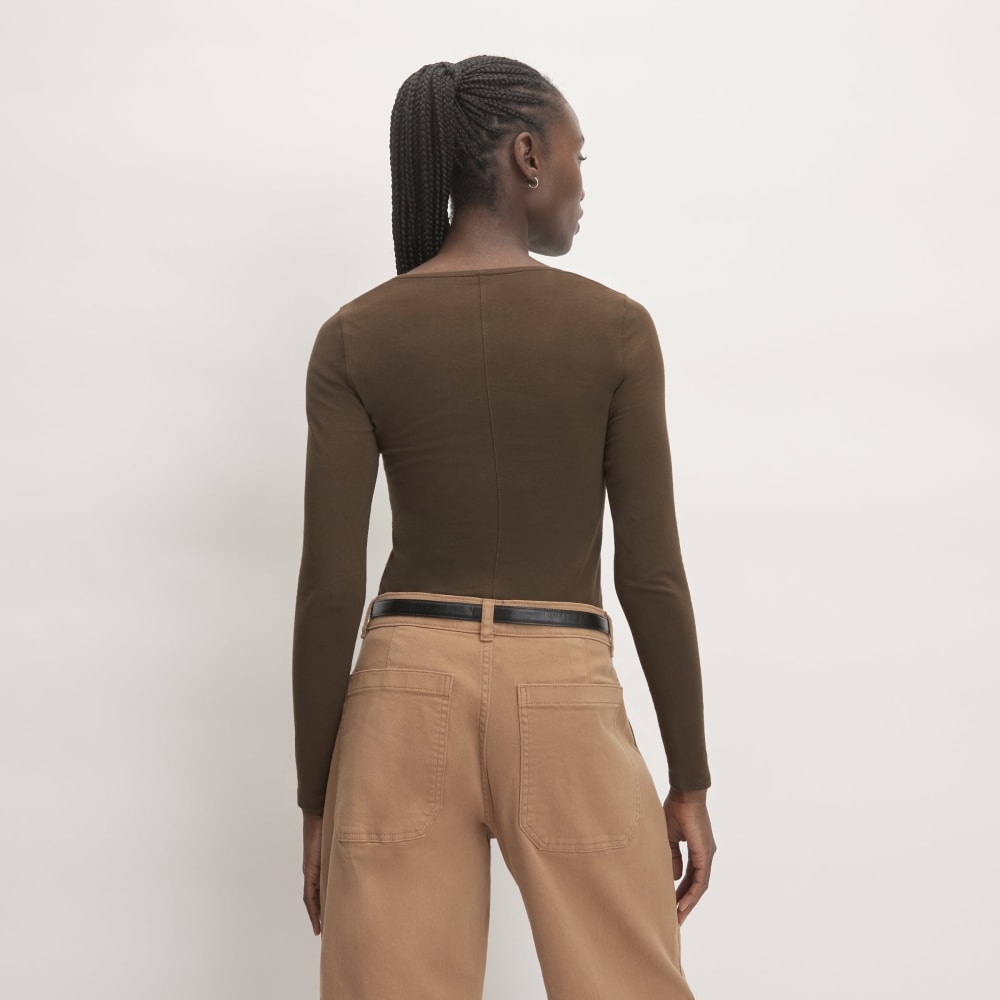 The Supima® Form Ballet Neck Tee in Cocoa — detail view