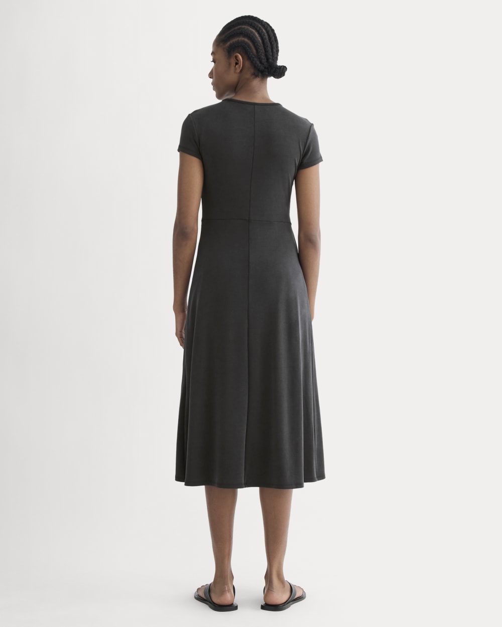 Midi Tee Dress in Butterknit in Black — detail view