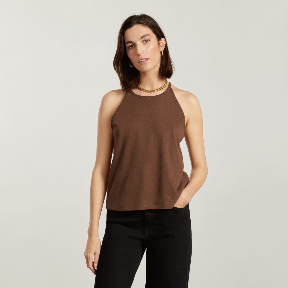The Hemp Cutaway Tank in Espresso — alternate view