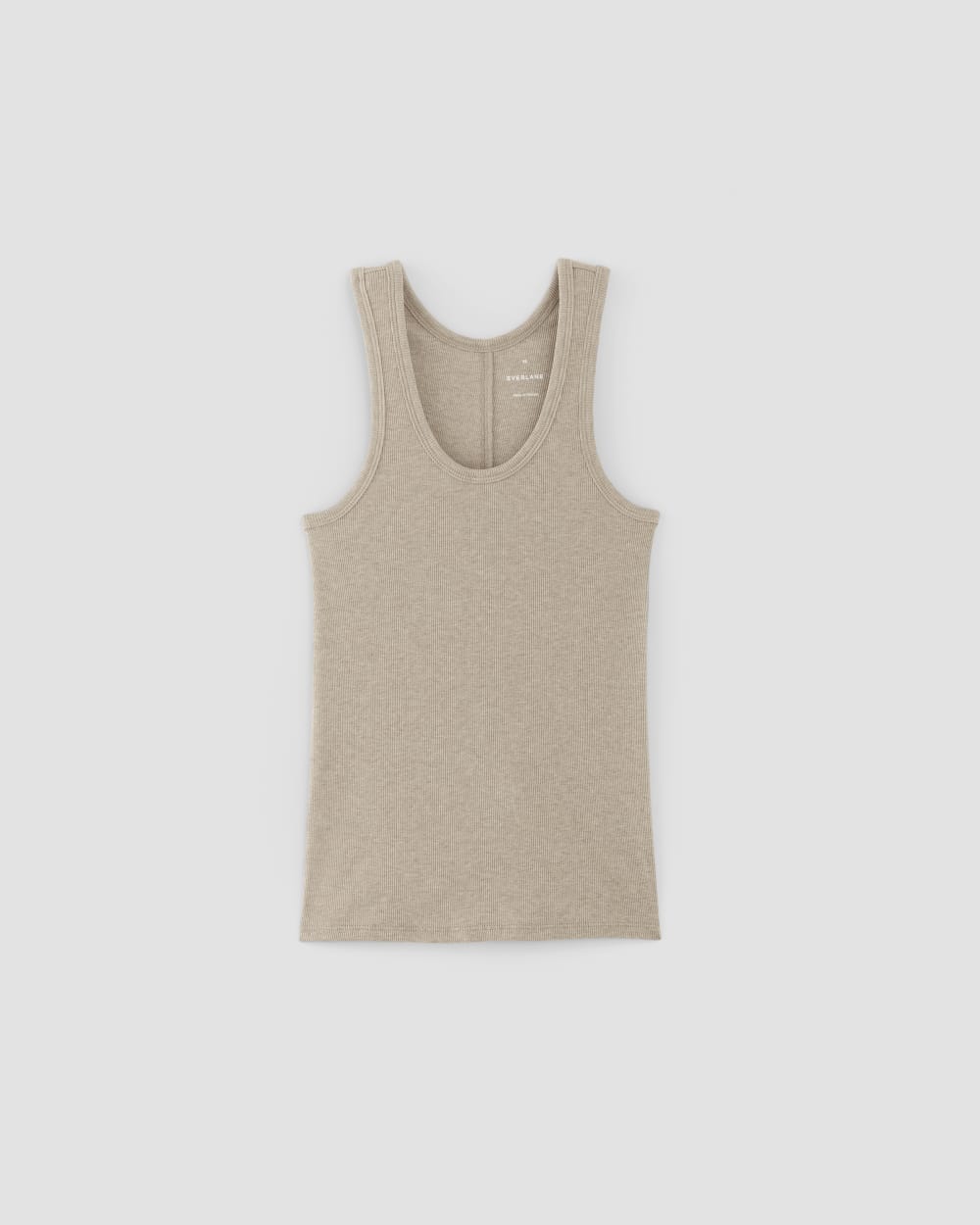 The Luxe Rib Tank in Heathered Tan — alternate view