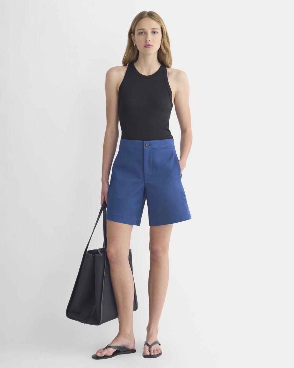 Side-Panel Tailored Short in Estate Blue — front view