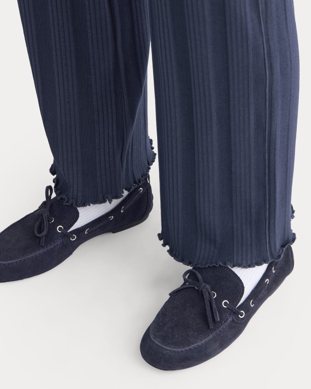 Lounge Rib Pant in Navy — detail view