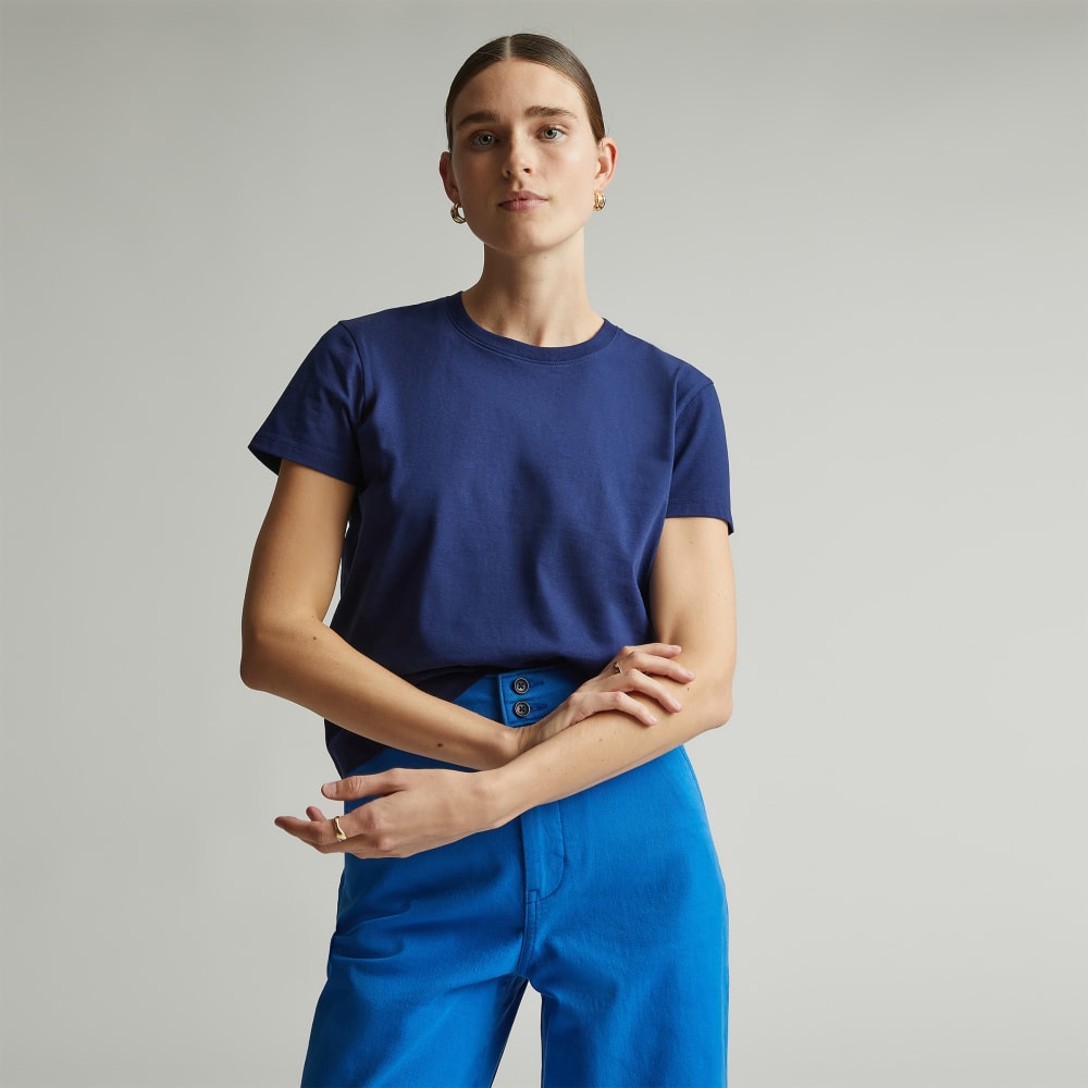 The Box-Cut Tee in Essential Cotton in Ocean Cavern — front view