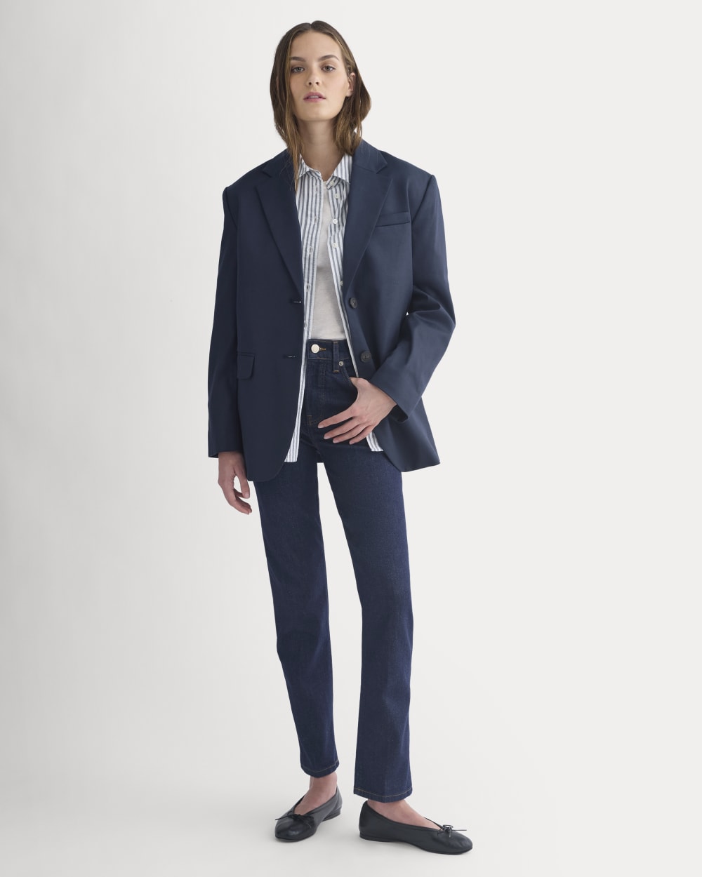 High-Rise Cigarette Jean in Pure Blue — front view