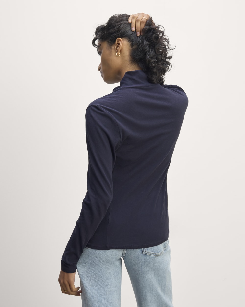 The Air Turtleneck in Navy — detail view