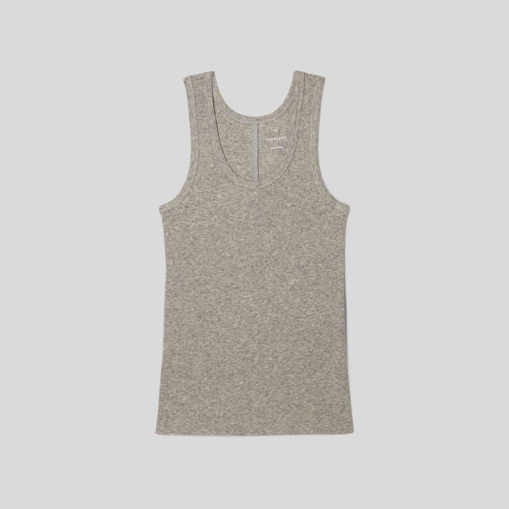 The Luxe Rib Tank in Heathered Grey — alternate view