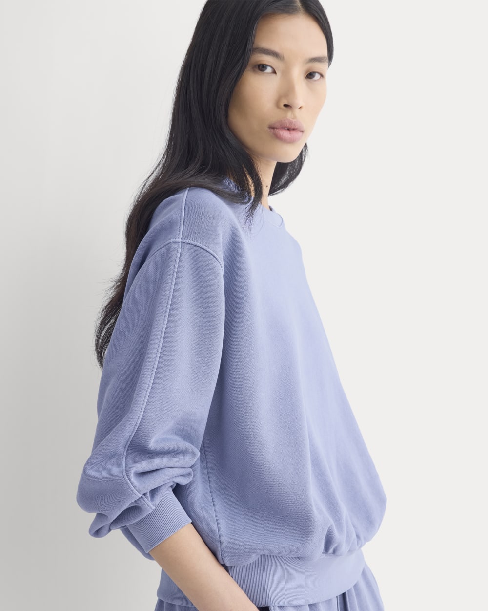 Lightweight Terry Blouson Crew in Velvet Morning — detail view