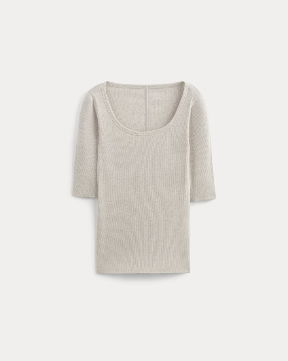 The Luxe Rib Scoop-Neck Tee in Heathered Oat — alternate view