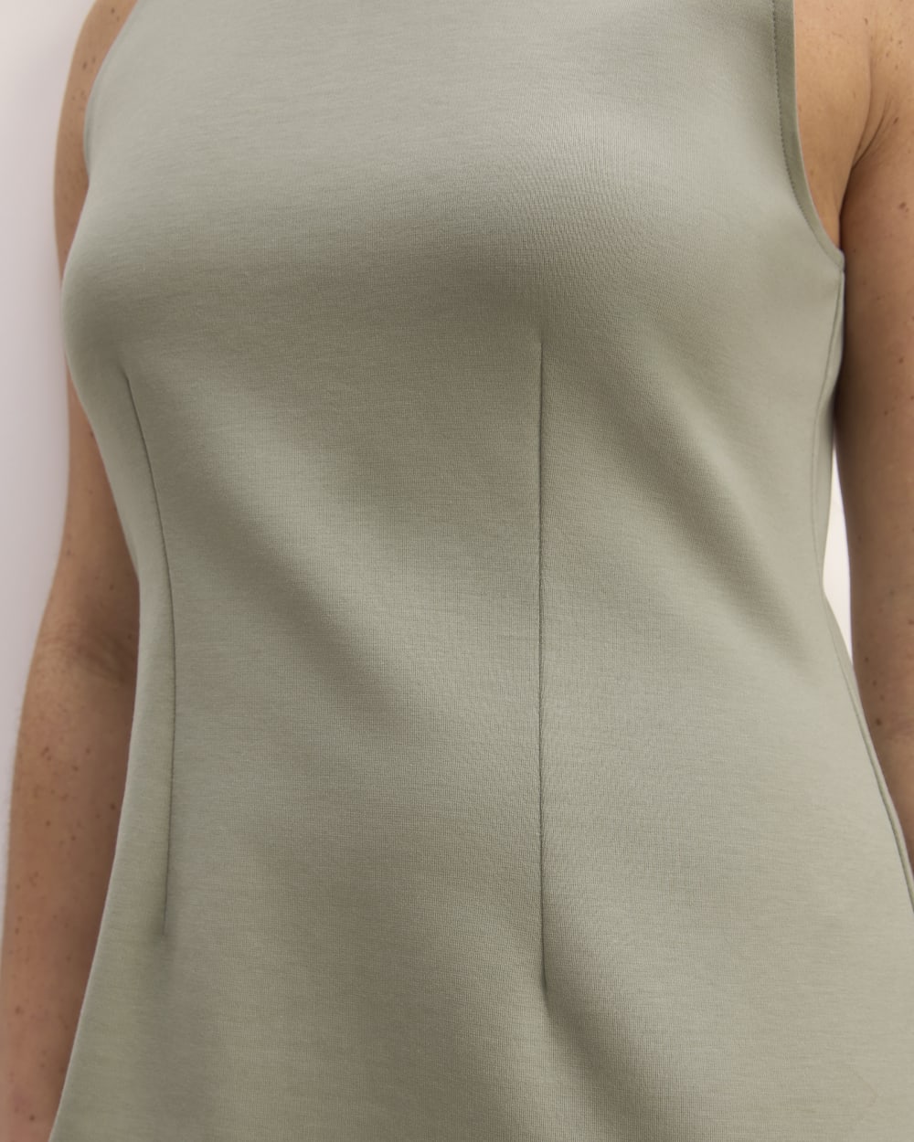 The Dream '90s Shift Dress in Sage Green — detail view