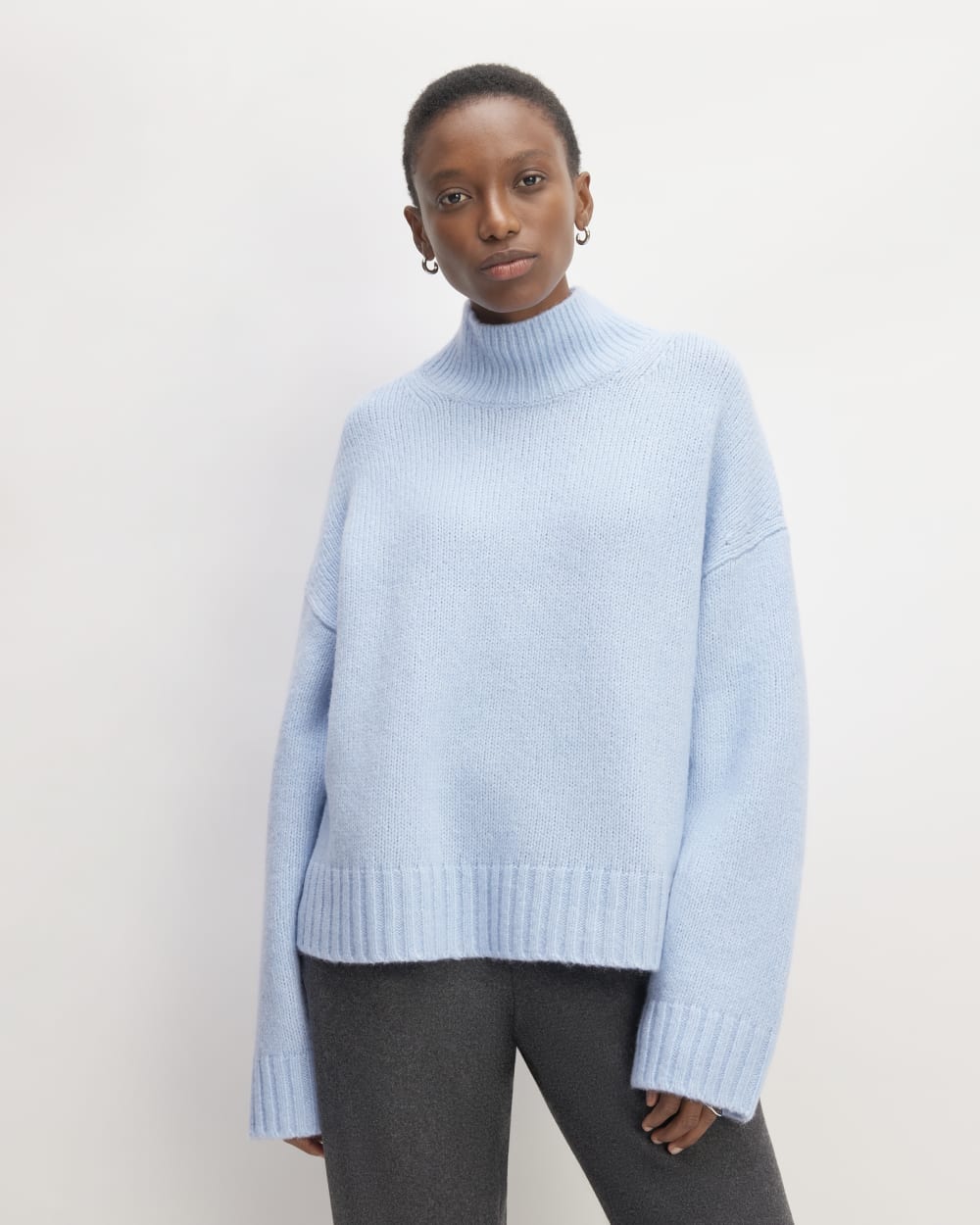 The Cloud Oversized Turtleneck in Chambray Blue — front view