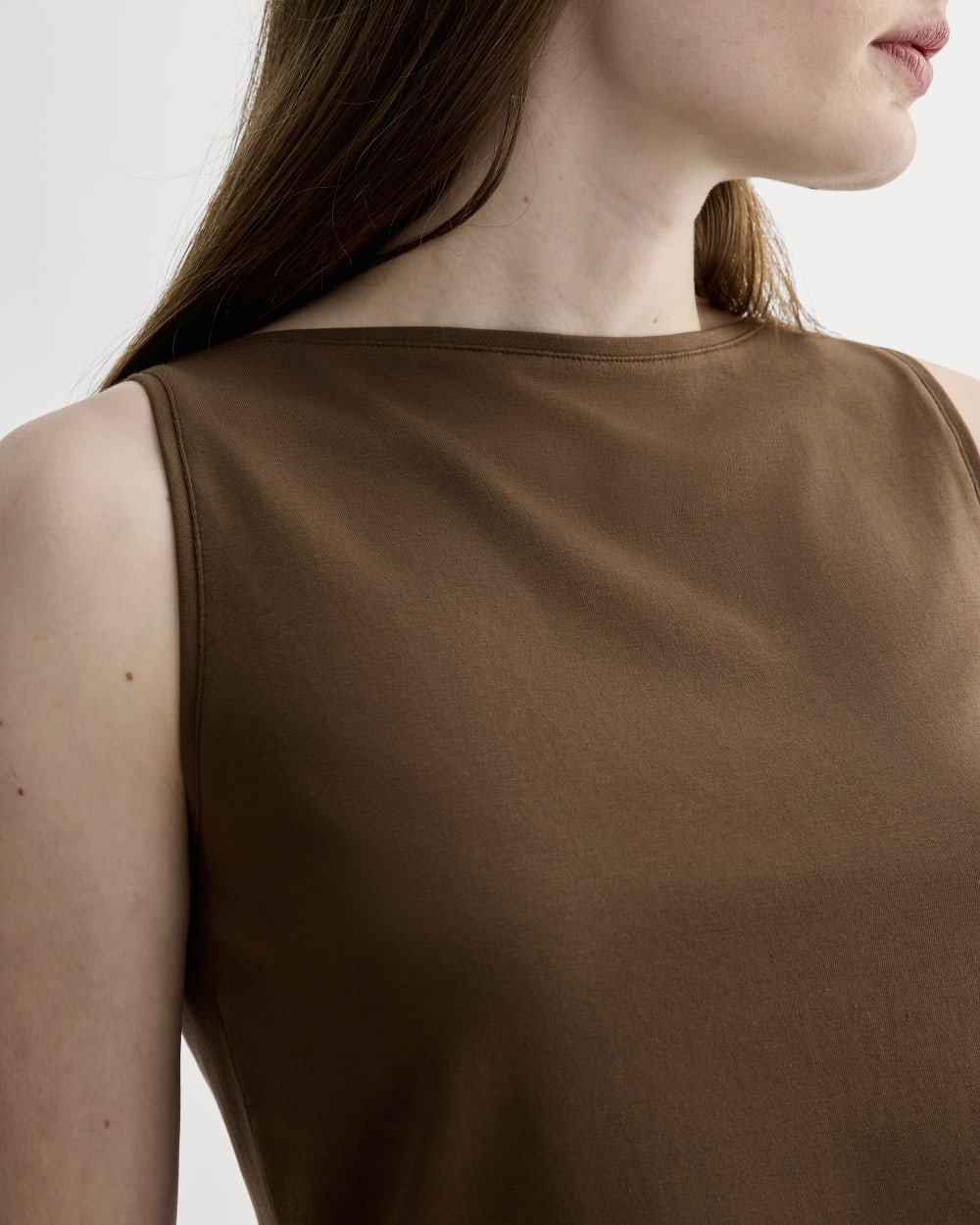 The Form Boatneck Tank in Cocoa — detail view