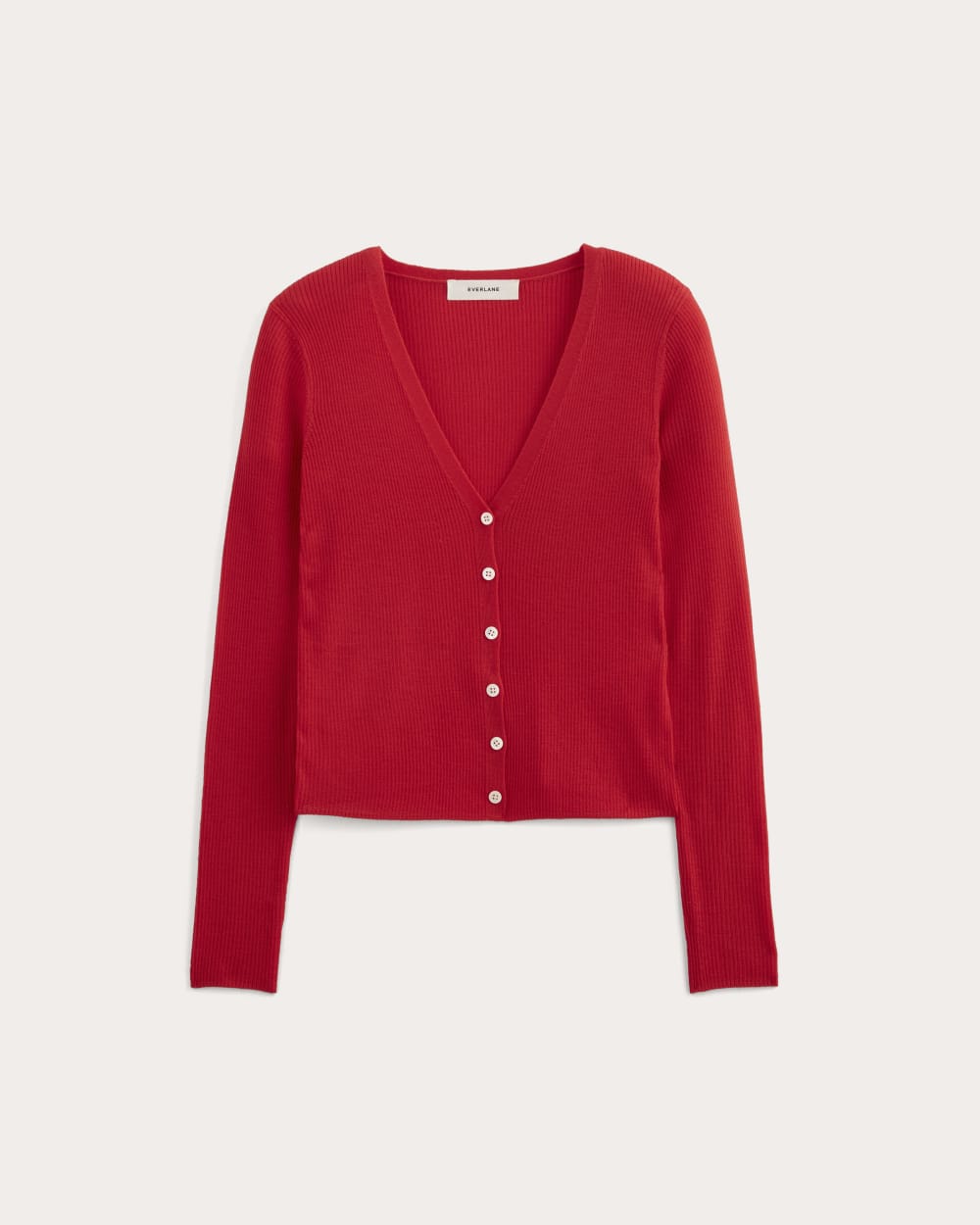 The Cardigan in Ultrasoft Merino in Classic Red — alternate view